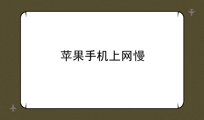 苹果手机上网慢