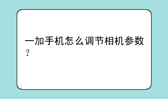 一加手机怎么调节相机参数？