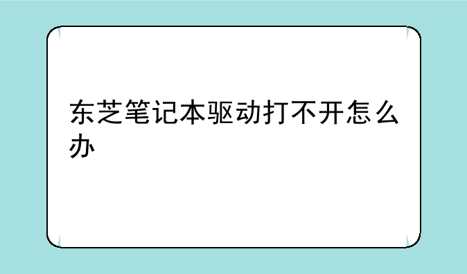 东芝笔记本驱动打不开怎么办