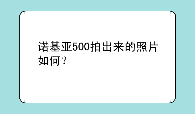诺基亚500拍出来的照片如何？