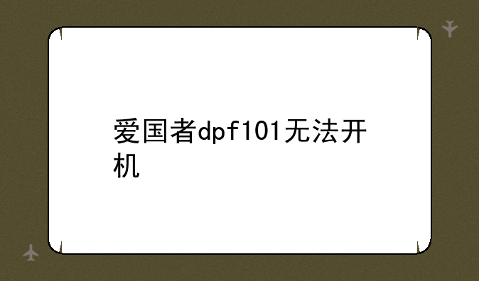 爱国者dpf101无法开机