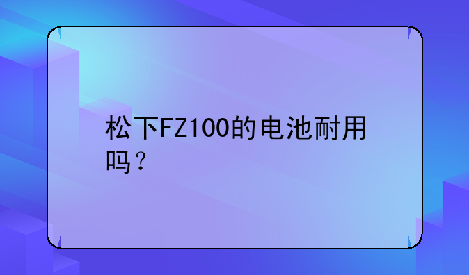 松下FZ100的电池耐用吗？