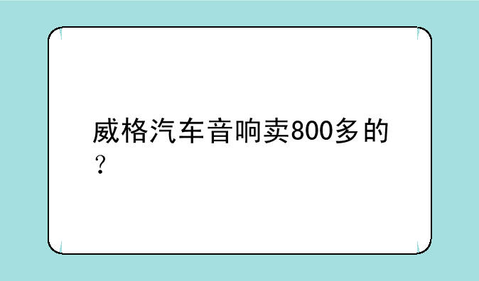 威格汽车音响卖800多的？
