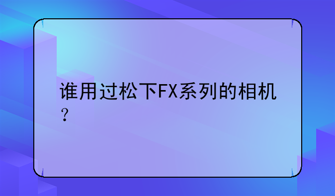 谁用过松下FX系列的相机？