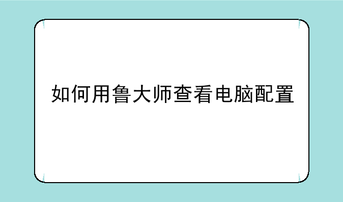 如何用鲁大师查看电脑配置
