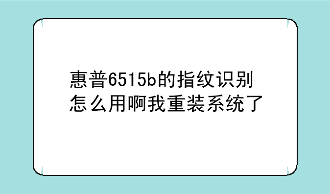 惠普6515b的指纹识别怎么用啊我重装系统了