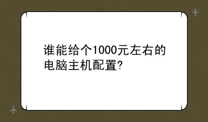 谁能给个1000元左右的电脑主机配置?
