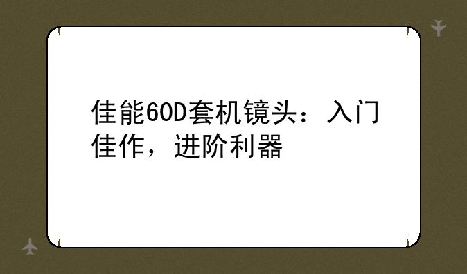 佳能60D套机镜头：入门佳作，进阶