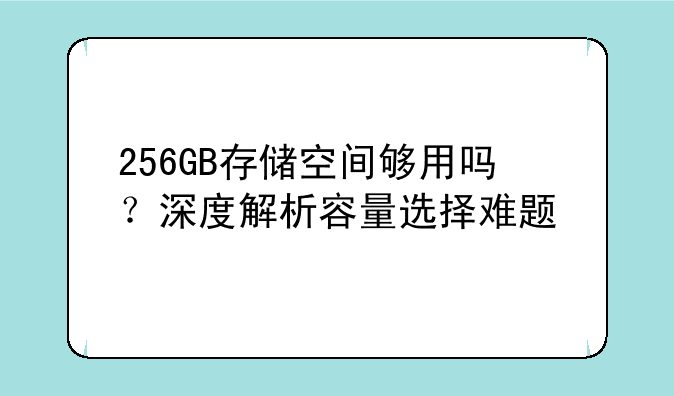 256GB存储空间够用吗？深度解析容量选择难题