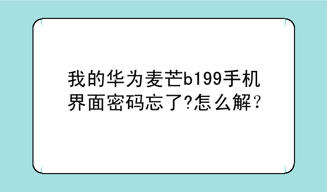 我的华为麦芒b199手机界面密码忘了?怎么解？