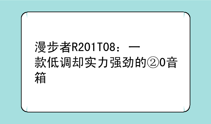 漫步者R201T08：一款低调却实力强劲的②0音箱