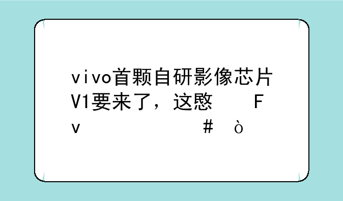 vivo首颗自研影像芯片V1要来了，这意味着什么？