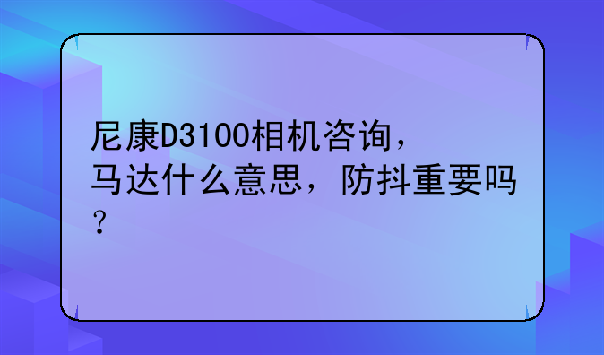 尼康D3100相机咨询，马达什么意思