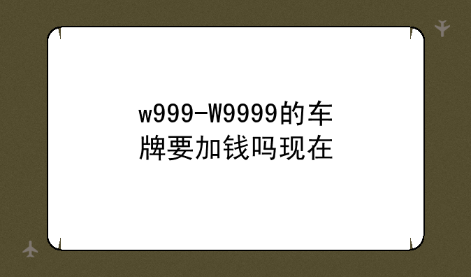 w999-W9999的车牌要加钱吗现在