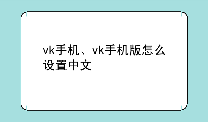 vk手机、vk手机版怎么设置中文