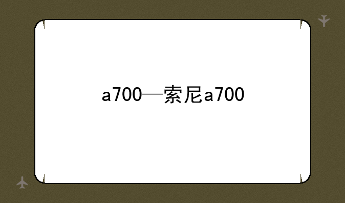 a700—索尼a700
