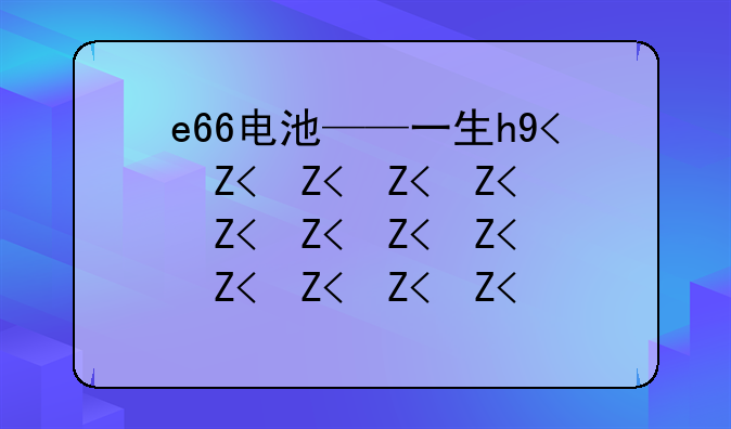 e66电池——一生e本e66电池