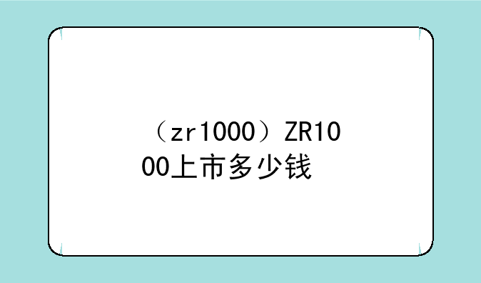 （zr1000）ZR1000上市多少钱