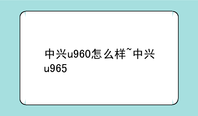 中兴u960怎么样~中兴u965