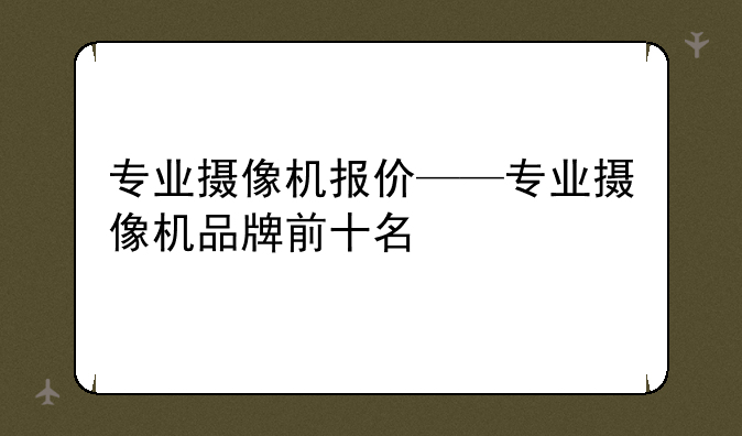 专业摄像机报价——专业摄像机品