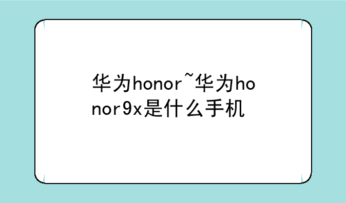 华为honor~华为honor9x是什么手机