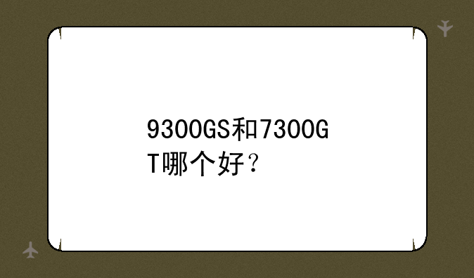 9300GS和7300GT哪个好？